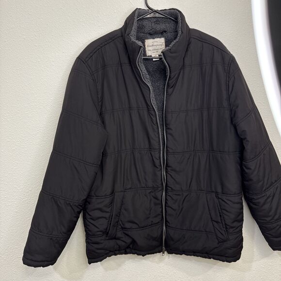 Weatherproof Vintage Men’s Sherpa Fleece Lined Puffer Jacket BLACK Full Zip L - Picture 1 of 8